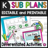 Kindergarten Yearlong Emergency Sub Plans| Editable and Pr
