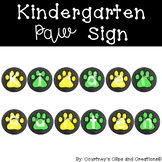 Kindergarten Yellow and Green Paw Banner - Sign