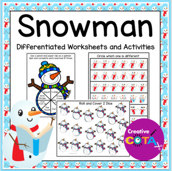 Preview of Occupational Therapy Winter Snowman Math and Writing Center Activities