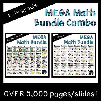 Preview of Kindergarten and First Grade MEGA Math Bundle-Multi Grades (Standards Aligned)