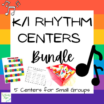 Preview of Kindergarten and First Grade Music Rhythm Centers Bundle