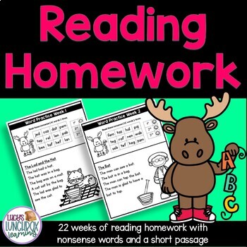 Preview of Kindergarten and First Grade Reading Homework