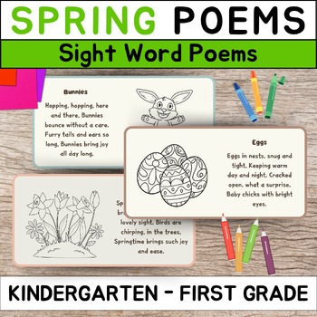 Preview of Kindergarten and First Grade Sight Word Spring Poems: 15 Engaging Activities