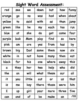Image result for kindergarten sight words