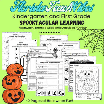 Preview of Kindergarten and First Spooktacular Learning: Halloween-Themed Activities