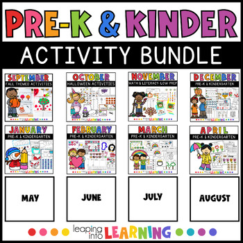 Preview of Kindergarten and Pre-K Monthly Themed bundles | Literacy Math Fine motor Crafts