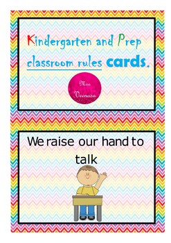 Preview of Kindergarten and Prep classroom rules printable cards