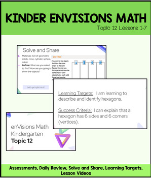 Preview of Kindergarten enVisions Math Google Slides Topic 12 Lessons 1-7