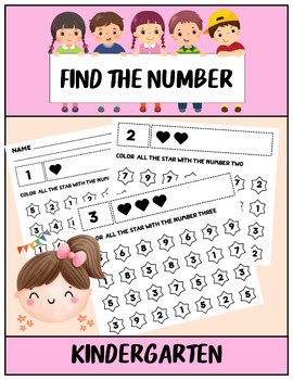 Preview of Kindergarten finds the Number Worksheets to 6