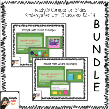 Preview of Kindergarten iReady Ⓡ Math Unit 3 Lessons 12 - 14  Bundle