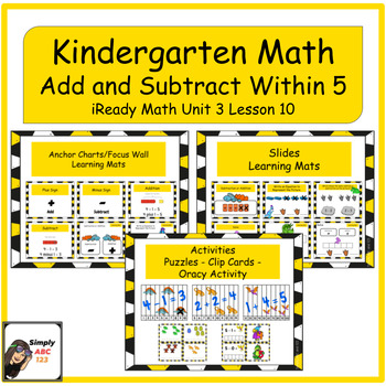 Preview of Kindergarten iReady Math Unit 3 lesson 10 Add and Subtract within 5 Slides