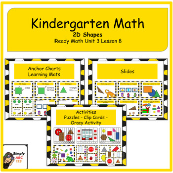 Preview of Kindergarten iReady Math Unit 3 lesson 8 2D Shapes Digital Resource