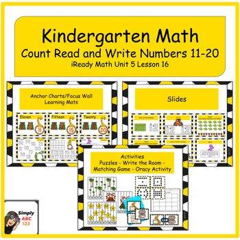 Preview of Kindergarten iReady Math Unit 5 lesson 16 Count Read and Write Numbers 11-20