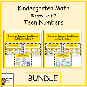 Preview of Kindergarten iReady Math Unit 7 Teen Numbers BUNDLE