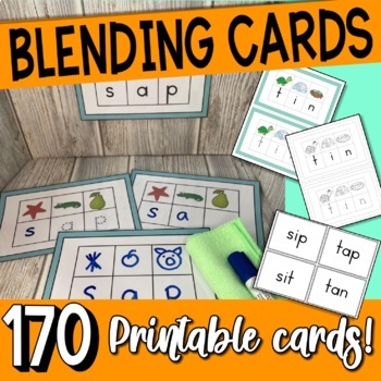 Preview of Kindergarten literacy centers and morning work blending cards – SATPIN