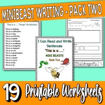 Preview of Kindergarten literacy centers and morning work mini-beast sight words – pack two