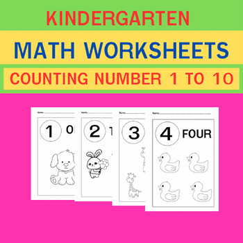 Preview of Kindergarten math worksheets counting number 1 to 10