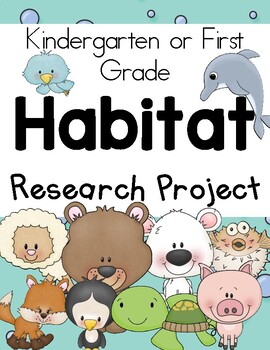 Preview of Kindergarten or 1st Grade Common Core animal habitat Research Report