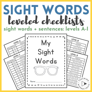 Preview of Kindergarten & 1st Grade Sight Word Checklists by Guided Reading Level
