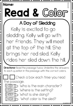 Kindergarten or First Grade WINTER themed Leveled Passages Nonfiction ...