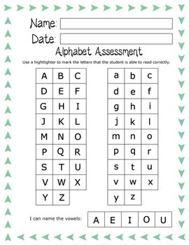Preview of Kindergarten or Preschool Assessment Pack