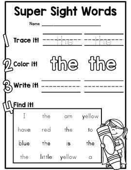 Kindergarten sight word practice sheets! by Amy Ginn | TpT