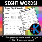 Kindergarten sight word practice sheets {Benchmark Literac