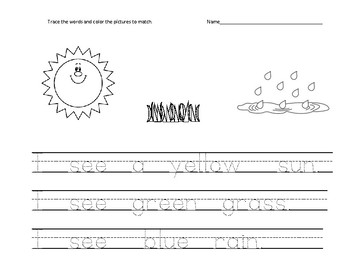 kindergarten traceable weather sentences worksheets hfw color words