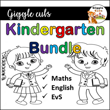 Preview of Kindergarten worksheets for Math, English and EVS.