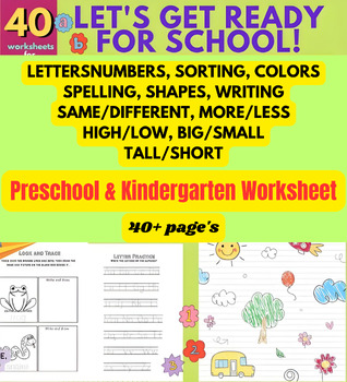 Preview of Kindergarten worksheets & preschool worksheets, math, english, Coloring, number.