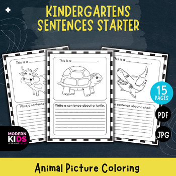 Preview of Kindergartens Sentences Starter With Animal Coloring Page