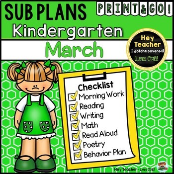 Preview of Kindergartren Sub Plans {March}