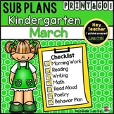 Kindergartren Sub Plans {March}