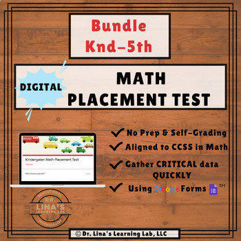 Preview of Knd-5th Grade Math Digital Google Form Placement/Diagnostic Test BUNDLE