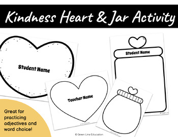 Preview of Kindess Jar & Heart Adjective Activity | Valentine's Day | Kindness Month | SEL