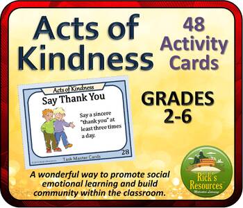 Preview of Kindness Activities Cards - Social Emotional Learning - Class Management