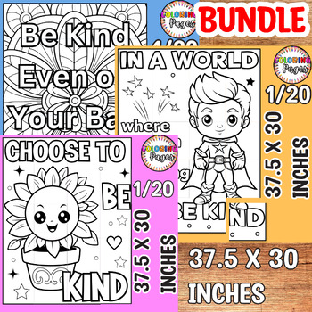 Preview of Kindness Activities Collaborative Poster Coloring SEL Helpfulness Quotes Bundle