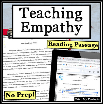 Preview of Empathy and Compassion Reading Comprehension Passage and Questions