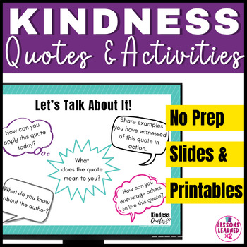 Preview of Kindness Activities & Quotes Slide Set and Printables for Upper Elementary
