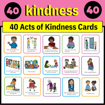 Preview of Kindness Activities and Pintables - 40 Acts of Kindness Cards