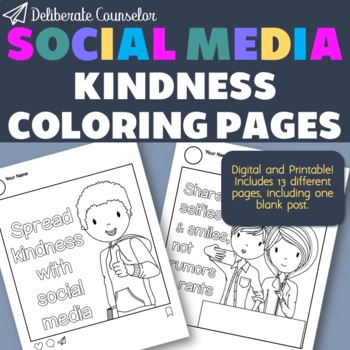 Preview of Kindness Activity-Social Media Coloring Pages-Digital and Printable
