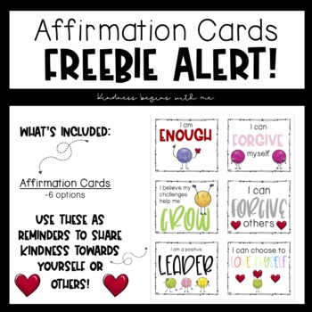 Preview of Kindness Affirmation Cards   |   FREEBIE