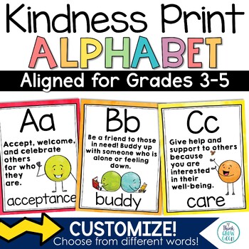Preview of Kindness Alphabet Posters Bulletin Board Fun for Random Acts of Kindness Week