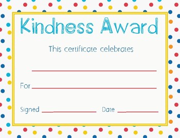 Preview of Kindness Award Certificate