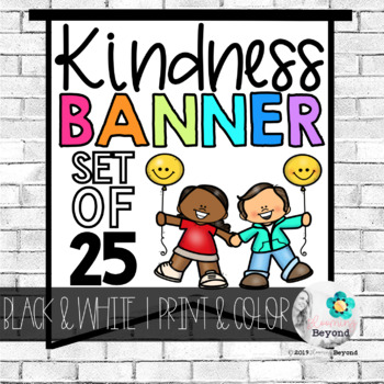 Kindness Banner | Black & White Bunting Set of 25 by Blooming Beyond