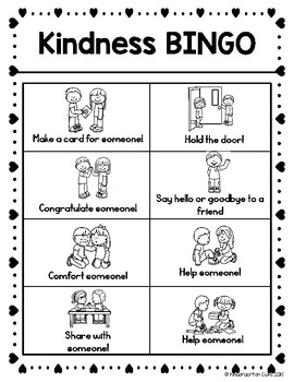 Kindness Bingo! by Kindergarten Cafe | Teachers Pay Teachers