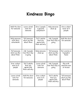 Kindness Bingo by Katelyn Kressler | TPT