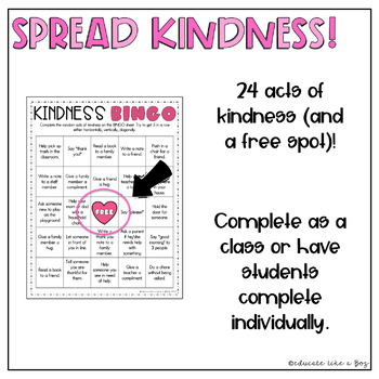 Kindness Bingo Freebie - Random Acts of Kindness Bingo | TPT