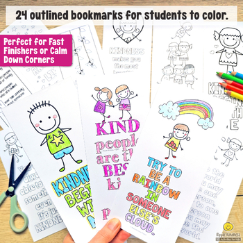 kindness bookmarks with positive sayings for coloring or