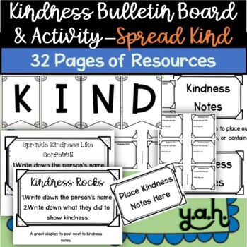 Preview of SEL Kindness Bulletin Board Flag Banners, Classroom Notes, Labels, Decoration